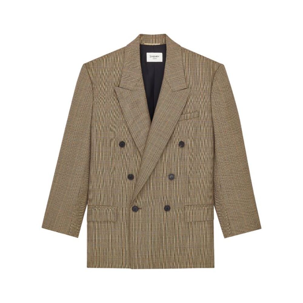 Double-Breasted Jacket In Prince Of Wales Puppytooth Wool Women
